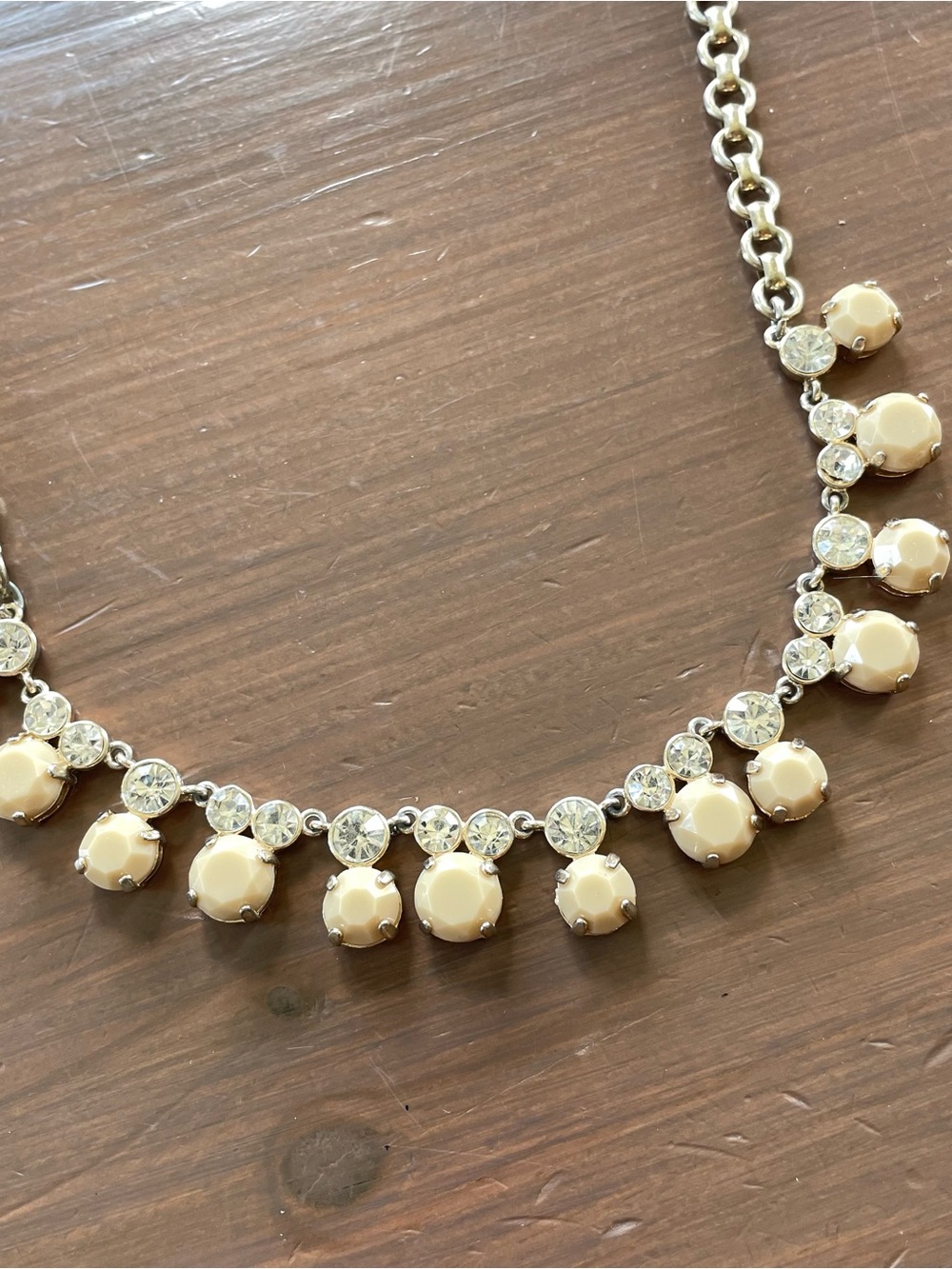J Crew Gold Silver Tone Chunky Rhinestone Necklace - Picture 2 of 5